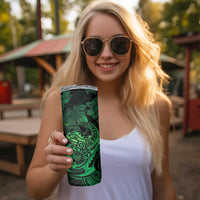 New Zealand Tuatara Skinny Tumbler Aotearoa Maori Clematis Flowers - Green LT14 - Polynesian Pride