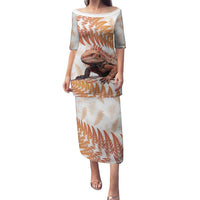 Red New Zealand Tuatara Family Matching Puletasi and Hawaiian Shirt Aotearoa Sphenodon Punctatus Silver Fern LT14 Mom's Dress Red - Polynesian Pride