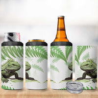 Green New Zealand Tuatara 4 in 1 Can Cooler Tumbler Aotearoa Sphenodon Punctatus Silver Fern LT14 - Polynesian Pride