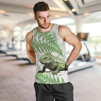 Green New Zealand Tuatara Men Tank Top Aotearoa Sphenodon Punctatus Silver Fern