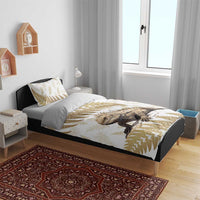 Gold New Zealand Tuatara Bedding Set Aotearoa Sphenodon Punctatus Silver Fern