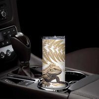 Gold New Zealand Tuatara Skinny Tumbler Aotearoa Sphenodon Punctatus Silver Fern LT14 - Polynesian Pride