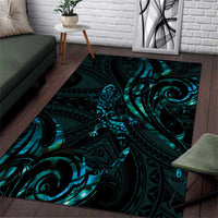 New Zealand Skink Area Rug Aotearoa Maori Mix Paua Shell LT14 Blue - Polynesian Pride