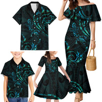New Zealand Skink Family Matching Mermaid Dress and Hawaiian Shirt Aotearoa Maori Mix Paua Shell LT14 - Polynesian Pride