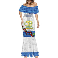 Fiji Holy Cross College Mermaid Dress Happy 50th Anniversary Fijian Tagimoucia Tapa Pattern LT14 - Polynesian Pride