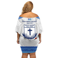 Fiji Holy Cross College Off Shoulder Short Dress Happy 50th Anniversary Fijian Tagimoucia Tapa Pattern LT14 - Polynesian Pride