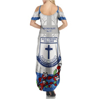 Fiji Holy Cross College Summer Maxi Dress Happy 50th Anniversary Fijian Tagimoucia Tapa Pattern LT14 - Polynesian Pride