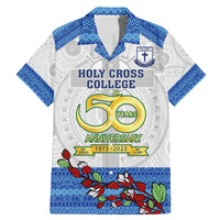 Personalised Fiji Holy Cross College Family Matching Mermaid Dress and Hawaiian Shirt Happy 50th Anniversary Fijian Tagimoucia Tapa Pattern LT14 Dad's Shirt - Short Sleeve White - Polynesian Pride