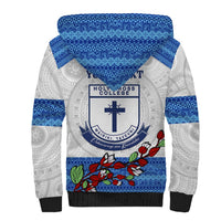 Personalised Fiji Holy Cross College Sherpa Hoodie Happy 50th Anniversary Fijian Tagimoucia Tapa Pattern LT14 - Polynesian Pride