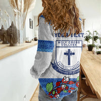 Personalised Fiji Holy Cross College Women Casual Shirt Happy 50th Anniversary Fijian Tagimoucia Tapa Pattern LT14 - Polynesian Pride