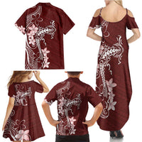 Oxblood Hawaii Family Matching Summer Maxi Dress and Hawaiian Shirt Hammerhead Shark Tattoo Curve Polynesian LT14 - Polynesian Pride