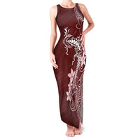 Oxblood Hawaii Family Matching Tank Maxi Dress and Hawaiian Shirt Hammerhead Shark Tattoo Curve Polynesian LT14 Mom's Dress Oxblood - Polynesian Pride