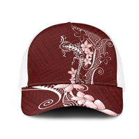Oxblood Hawaii Mesh Trucker Cap Hammerhead Shark Tattoo Curve Polynesian - Polynesian Pride