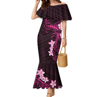 Pink Hawaii Family Matching Mermaid Dress and Hawaiian Shirt Hammerhead Shark Tattoo Curve Polynesian LT14 Mom's Dress Pink - Polynesian Pride
