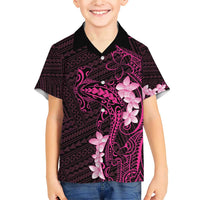 Pink Hawaii Family Matching Short Sleeve Bodycon Dress and Hawaiian Shirt Hammerhead Shark Tattoo Curve Polynesian LT14 Son's Shirt Pink - Polynesian Pride