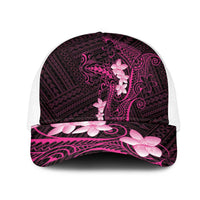 Pink Hawaii Mesh Trucker Cap Hammerhead Shark Tattoo Curve Polynesian - Polynesian Pride
