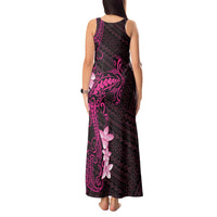 Pink Hawaii Tank Maxi Dress Hammerhead Shark Tattoo Curve Polynesian - Polynesian Pride