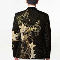 Black and Gold Hawaii Blazer Hammerhead Shark Tattoo Curve Polynesian - Polynesian Pride