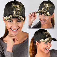 Black and Gold Hawaii Classic Cap Hammerhead Shark Tattoo Curve Polynesian - Polynesian Pride