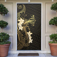 Black and Gold Hawaii Door Cover Hammerhead Shark Tattoo Curve Polynesian LT14 Black - Polynesian Pride