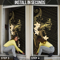 Black and Gold Hawaii Door Cover Hammerhead Shark Tattoo Curve Polynesian LT14 - Polynesian Pride