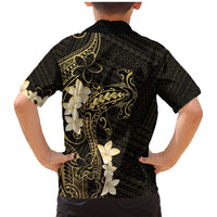 Black and Gold Hawaii Family Matching Mermaid Dress and Hawaiian Shirt Hammerhead Shark Tattoo Curve Polynesian LT14 - Polynesian Pride
