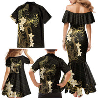 Black and Gold Hawaii Family Matching Mermaid Dress and Hawaiian Shirt Hammerhead Shark Tattoo Curve Polynesian LT14 - Polynesian Pride