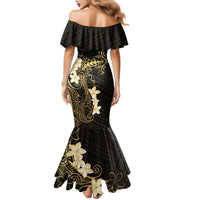 Black and Gold Hawaii Family Matching Mermaid Dress and Hawaiian Shirt Hammerhead Shark Tattoo Curve Polynesian LT14 - Polynesian Pride