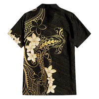 Black and Gold Hawaii Family Matching Off Shoulder Maxi Dress and Hawaiian Shirt Hammerhead Shark Tattoo Curve Polynesian LT14 - Polynesian Pride