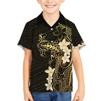 Black and Gold Hawaii Family Matching Short Sleeve Bodycon Dress and Hawaiian Shirt Hammerhead Shark Tattoo Curve Polynesian LT14 Son's Shirt Black - Polynesian Pride