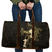 Black and Gold Hawaii Travel Bag Hammerhead Shark Tattoo Curve Polynesian - Polynesian Pride
