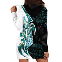 Proud Aotearoa Hoodie Dress Maori Silver Fern Mix Paua Shell Pattern LT14 - Polynesian Pride