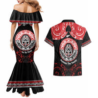 Aotearoa Toitu Te Tiriti Couples Matching Mermaid Dress and Hawaiian Shirt Haka Tiki Honour The Treaty LT14 - Polynesian Pride