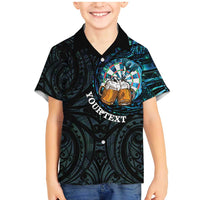 Personalized New Zealand Darts Beer Family Matching Mermaid Dress and Hawaiian Shirt Paua Shell Aotearoa Maori Tattoo LT14 Son's Shirt Black - Polynesian Pride