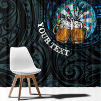 Personalized New Zealand Darts Beer Window Curtain Paua Shell Aotearoa Maori Tattoo LT14 - Polynesian Pride