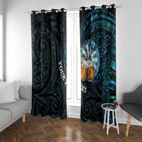 Personalized New Zealand Darts Beer Window Curtain Paua Shell Aotearoa Maori Tattoo LT14 With Grommets Black - Polynesian Pride