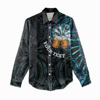 Personalized New Zealand Darts Beer Women Casual Shirt Paua Shell Aotearoa Maori Tattoo LT14 - Polynesian Pride
