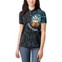 Personalized New Zealand Darts Beer Women Polo Shirt Paua Shell Aotearoa Maori Tattoo LT14 - Polynesian Pride
