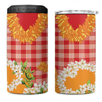 Prince Kuhio Aloha Hawaii 4 in 1 Can Cooler Tumbler Plumeria Ilima Lei Palaka Motifs