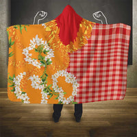 Prince Kuhio Aloha Hawaii Hooded Blanket Plumeria Ilima Lei Palaka Motifs