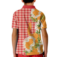 Prince Kuhio Aloha Hawaii Kid Polo Shirt Plumeria Ilima Lei Palaka Motifs