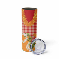 Prince Kuhio Aloha Hawaii Skinny Tumbler Plumeria Ilima Lei Palaka Motifs LT14 - Polynesian Pride