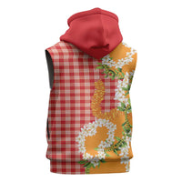 Prince Kuhio Aloha Hawaii Sleeveless Zip Hoodie Plumeria Ilima Lei Palaka Motifs