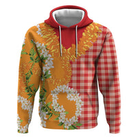 Prince Kuhio Aloha Hawaii Zip Hoodie Plumeria Ilima Lei Palaka Motifs LT14 Pullover Hoodie Red - Polynesian Pride