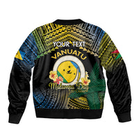 Personalised Malampa Day Sleeve Zip Bomber Jacket Vanuatu Provinces Polynesian Pattern