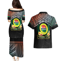 Personalised Penama Day Couples Matching Puletasi and Hawaiian Shirt Vanuatu Provinces Polynesian Pattern