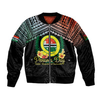 Personalised Penama Day Sleeve Zip Bomber Jacket Vanuatu Provinces Polynesian Pattern