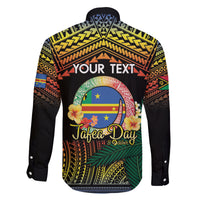 Personalised Tafea Day Family Matching Off The Shoulder Long Sleeve Dress and Hawaiian Shirt Vanuatu Provinces Polynesian Pattern