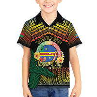 Personalised Tafea Day Family Matching Off Shoulder Short Dress and Hawaiian Shirt Vanuatu Provinces Polynesian Pattern