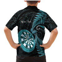 Personalised New Zealand Darts Family Matching Mermaid Dress and Hawaiian Shirt Happiness Is A Tight Threesome Maori Paua Shell LT14 - Polynesian Pride